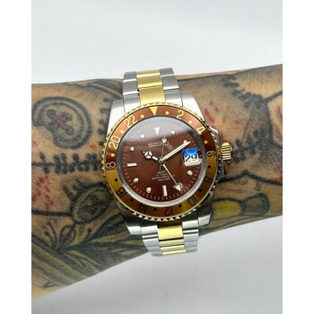Custom Seiko Mod • 2-Tone Gold Chocolate Nipple Automatic GMT • 40mm